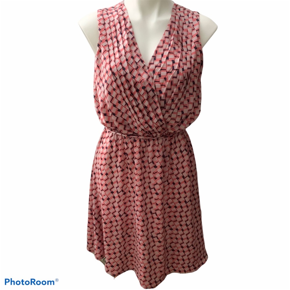 The Limited Coral Pink Geometric Print Dress - Size Small